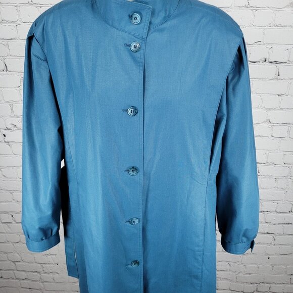 VTG London Fog Maincoats Blue Belt Thinsulate Zip Liner Overcoat Trench USA 14R - Picture 14 of 16